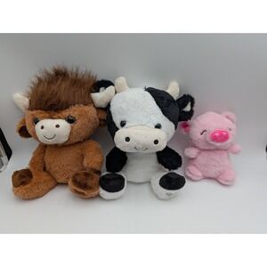Farm Cow Bull Highland Holstein Pig Plush Lot MTY International Stuffed Animal